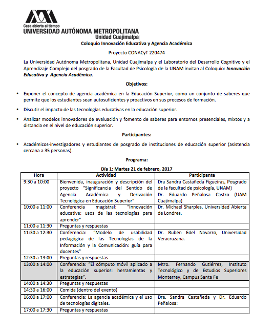 Programa de Innovación Educativa y Agencia Académica