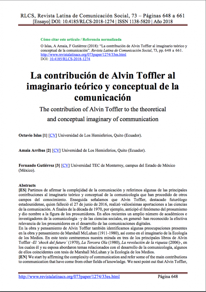 La contribución de Alvin Toffler al imaginario teórico y conceptual de la comunicación